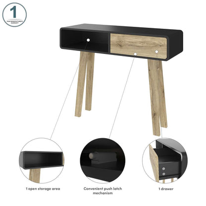 Bestar - Alhena 40W Console Table in Uv Black &Amp; Sandy Brown Oak - 119160-000133 veiw 9