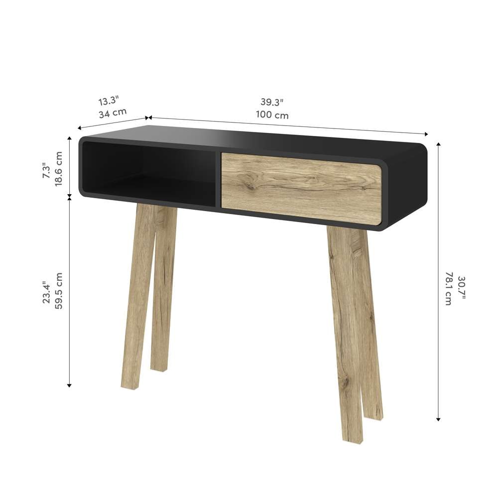 Bestar - Alhena 40W Console Table in Uv Black &Amp; Sandy Brown Oak - 119160-000133 veiw 10