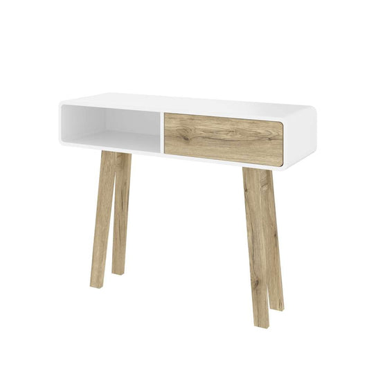 Bestar - Alhena 40W Console Table in Uv White &Amp; Sandy Brown Oak - 119160-000001 veiw 1
