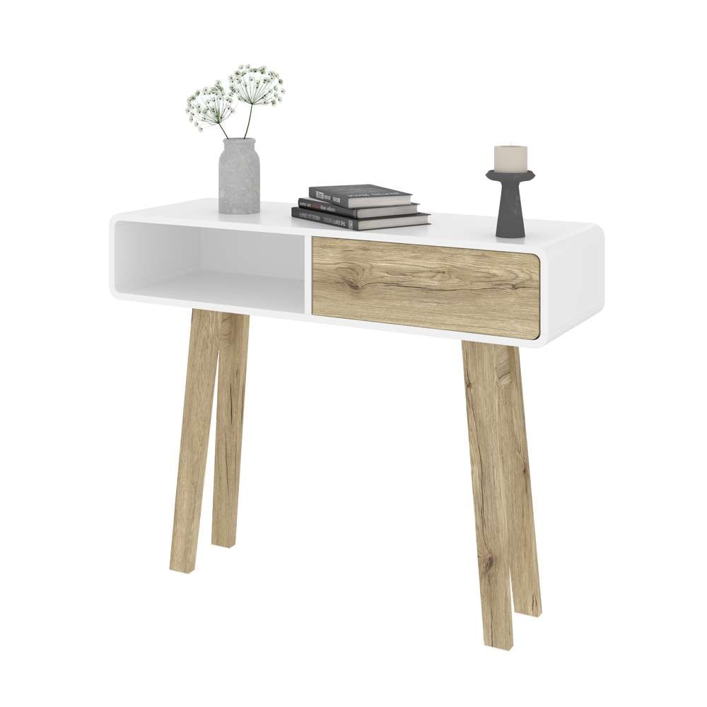 Bestar - Alhena 40W Console Table in Uv White &Amp; Sandy Brown Oak - 119160-000001 veiw 6