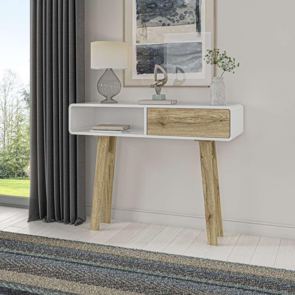 Bestar - Alhena 40W Console Table in Uv White &Amp; Sandy Brown Oak - 119160-000001 veiw 7