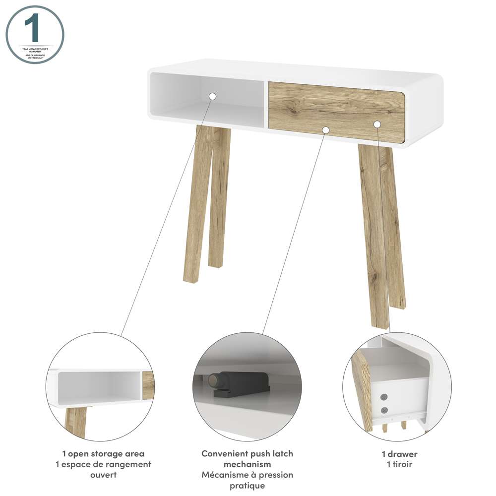 Bestar - Alhena 40W Console Table in Uv White &Amp; Sandy Brown Oak - 119160-000001 veiw 8
