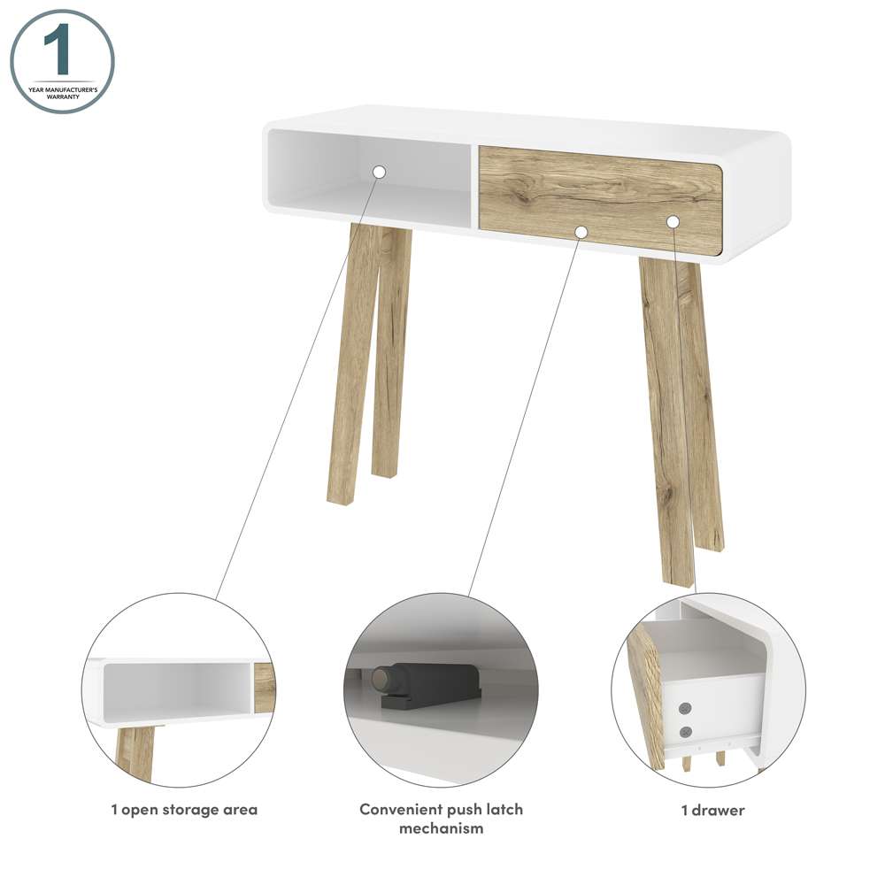 Bestar - Alhena 40W Console Table in Uv White &Amp; Sandy Brown Oak - 119160-000001 veiw 9