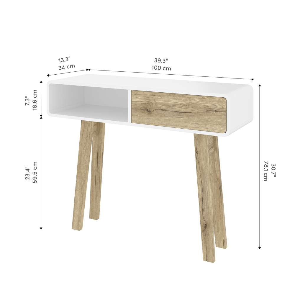 Bestar - Alhena 40W Console Table in Uv White &Amp; Sandy Brown Oak - 119160-000001 veiw 10