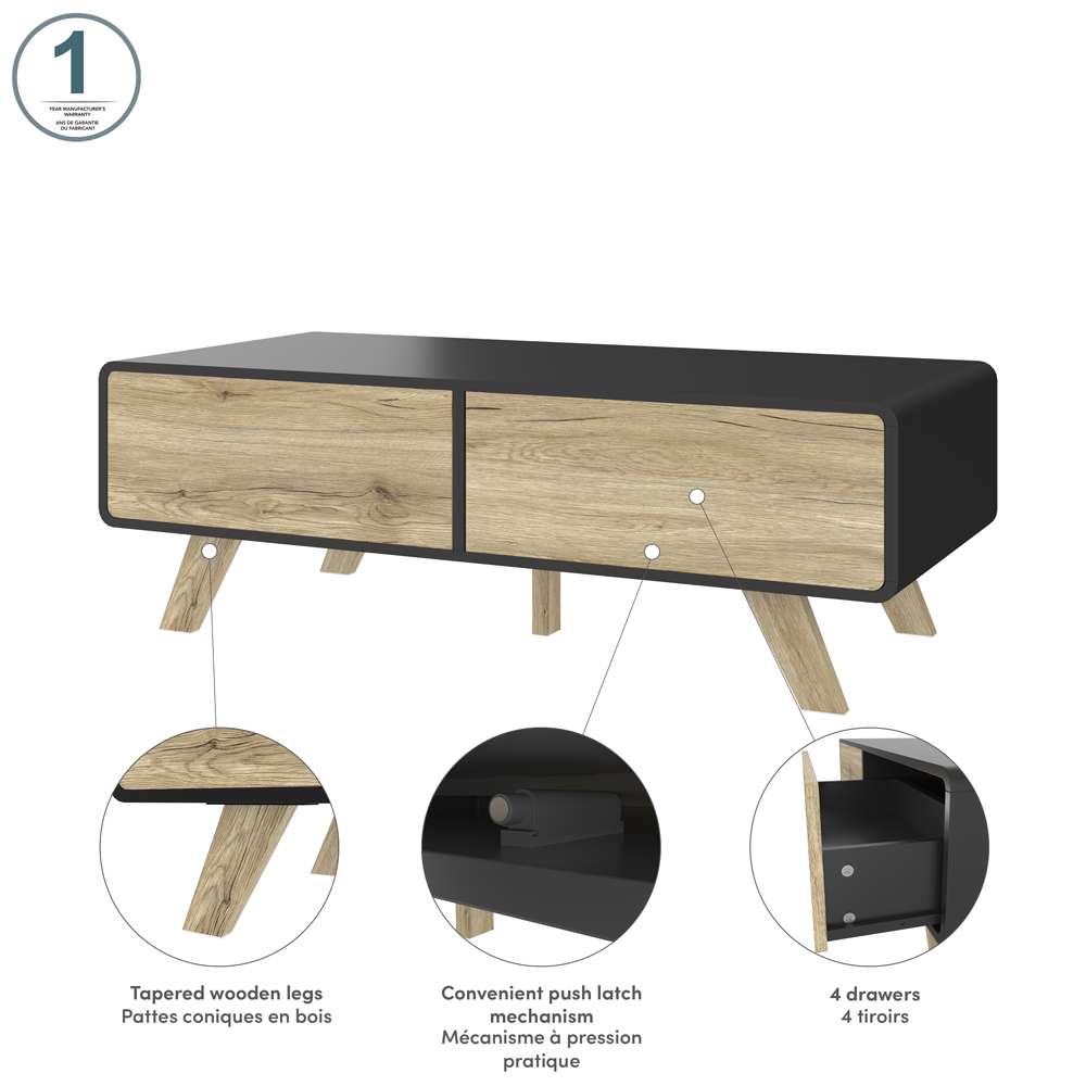 Bestar - Alhena 48W Coffee Table in Uv Black &Amp; Sandy Brown Oak - 119161-000133 veiw 8