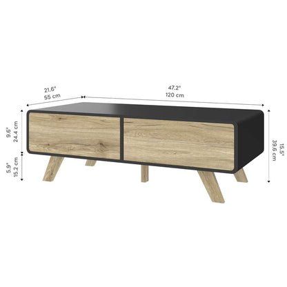 Bestar - Alhena 48W Coffee Table in Uv Black &Amp; Sandy Brown Oak - 119161-000133 veiw 10