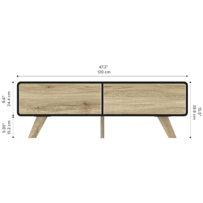 Bestar - Alhena 48W Coffee Table in Uv Black &Amp; Sandy Brown Oak - 119161-000133 veiw 11