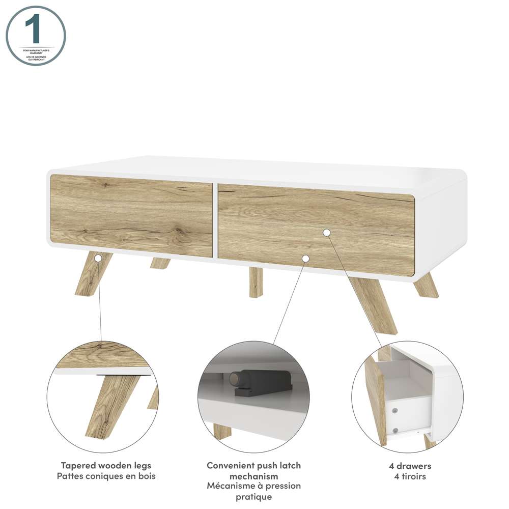 Bestar - Alhena 48W Coffee Table in Uv White &Amp; Sandy Brown Oak - 119161-000001 veiw 8