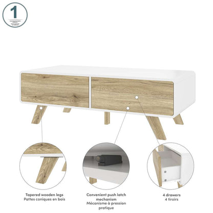 Bestar - Alhena 48W Coffee Table in Uv White &Amp; Sandy Brown Oak - 119161-000001 veiw 8