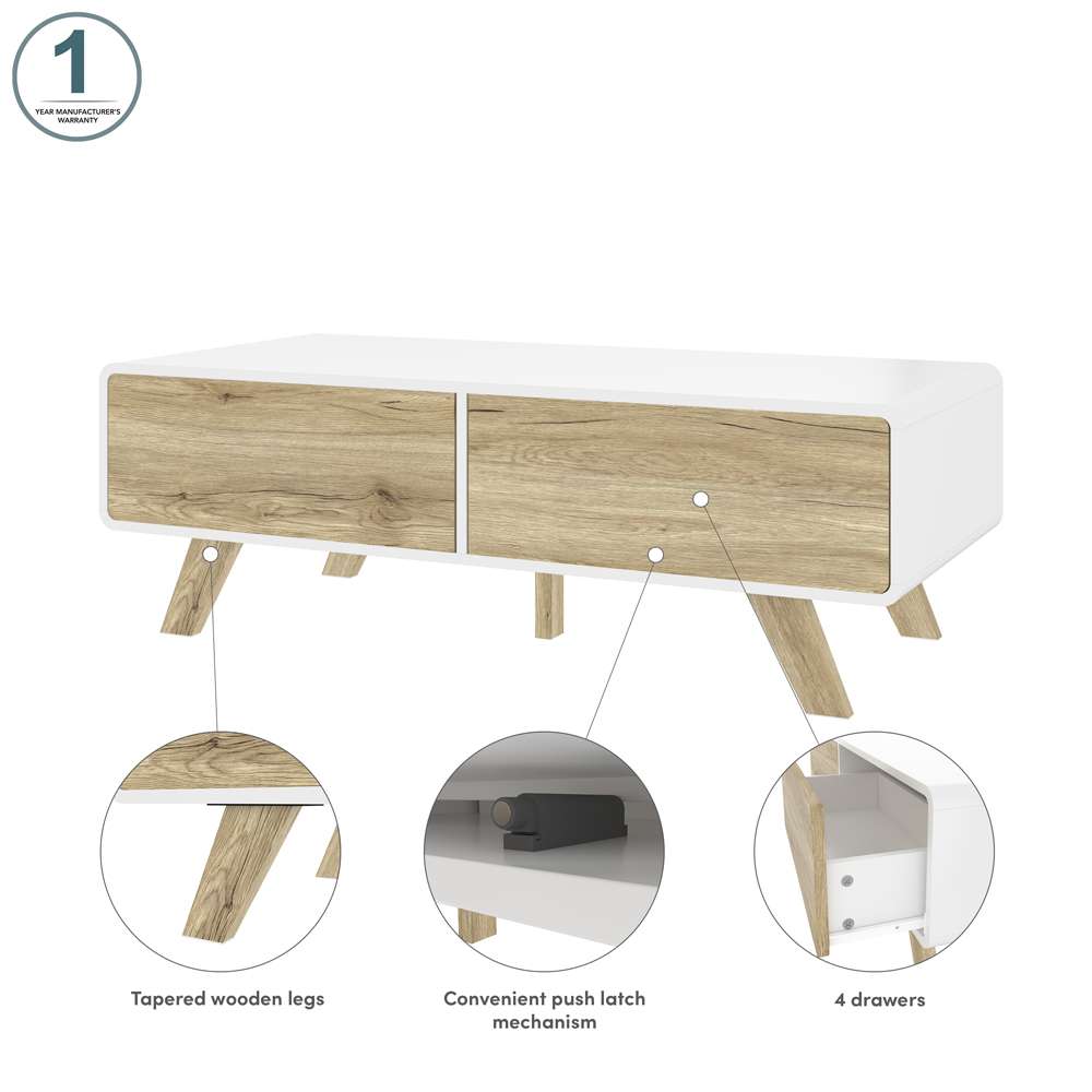 Bestar - Alhena 48W Coffee Table in Uv White &Amp; Sandy Brown Oak - 119161-000001 veiw 9