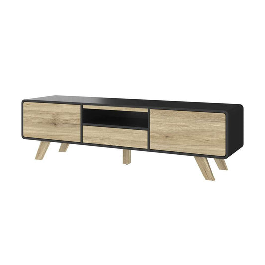 Bestar - Alhena 63W Tv Stand For 50 Inch Tv in Uv Black &Amp; Sandy Brown Oak - 119200-000133 veiw 1