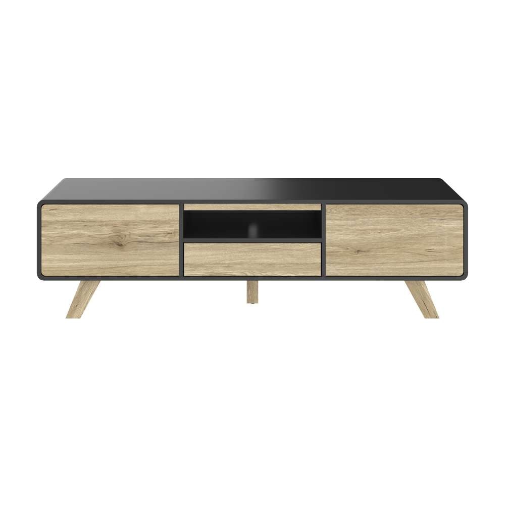 Bestar - Alhena 63W Tv Stand For 50 Inch Tv in Uv Black &Amp; Sandy Brown Oak - 119200-000133 veiw 2