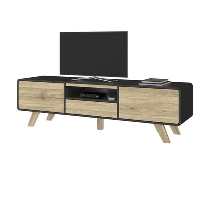 Bestar - Alhena 63W Tv Stand For 50 Inch Tv in Uv Black &Amp; Sandy Brown Oak - 119200-000133 veiw 6