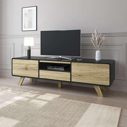 Bestar - Alhena 63W Tv Stand For 50 Inch Tv in Uv Black &Amp; Sandy Brown Oak - 119200-000133 veiw 7