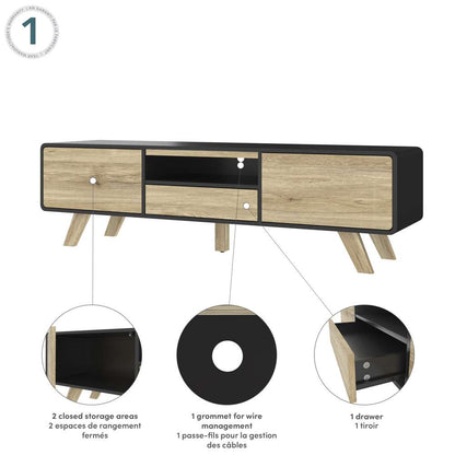 Bestar - Alhena 63W Tv Stand For 50 Inch Tv in Uv Black &Amp; Sandy Brown Oak - 119200-000133 veiw 8
