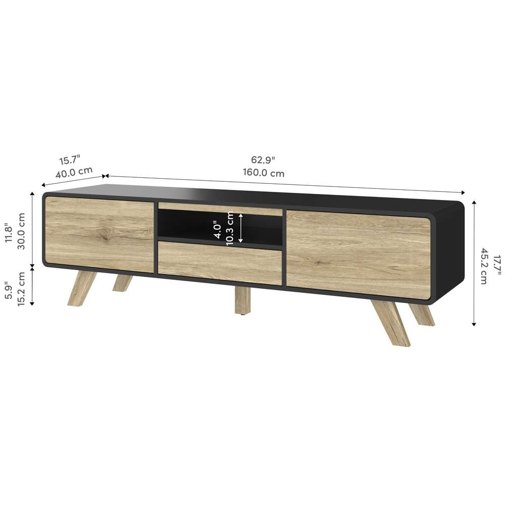 Bestar - Alhena 63W Tv Stand For 50 Inch Tv in Uv Black &Amp; Sandy Brown Oak - 119200-000133 veiw 10