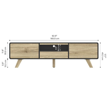Bestar - Alhena 63W Tv Stand For 50 Inch Tv in Uv Black &Amp; Sandy Brown Oak - 119200-000133 veiw 11