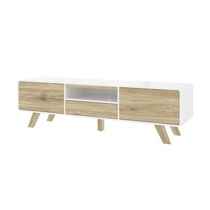 Bestar - Alhena 63W Tv Stand For 50 Inch Tv in Uv White &Amp; Sandy Brown Oak - 119200-000001 veiw 1