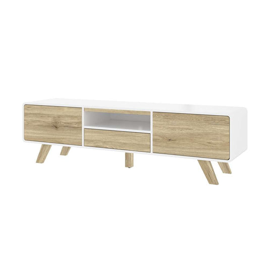 Bestar - Alhena 63W Tv Stand For 50 Inch Tv in Uv White &Amp; Sandy Brown Oak - 119200-000001 veiw 1