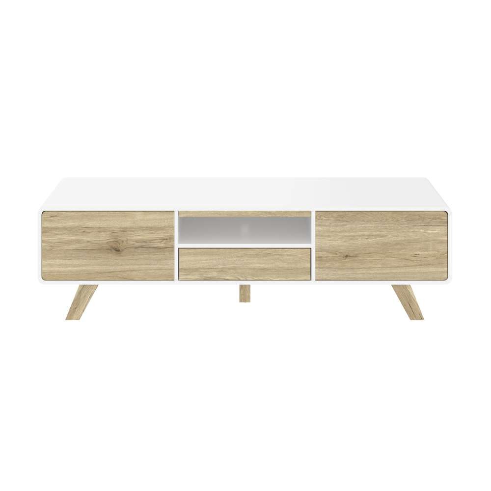 Bestar - Alhena 63W Tv Stand For 50 Inch Tv in Uv White &Amp; Sandy Brown Oak - 119200-000001 veiw 2