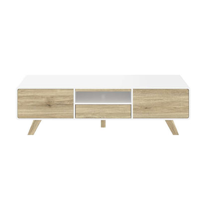 Bestar - Alhena 63W Tv Stand For 50 Inch Tv in Uv White &Amp; Sandy Brown Oak - 119200-000001 veiw 2