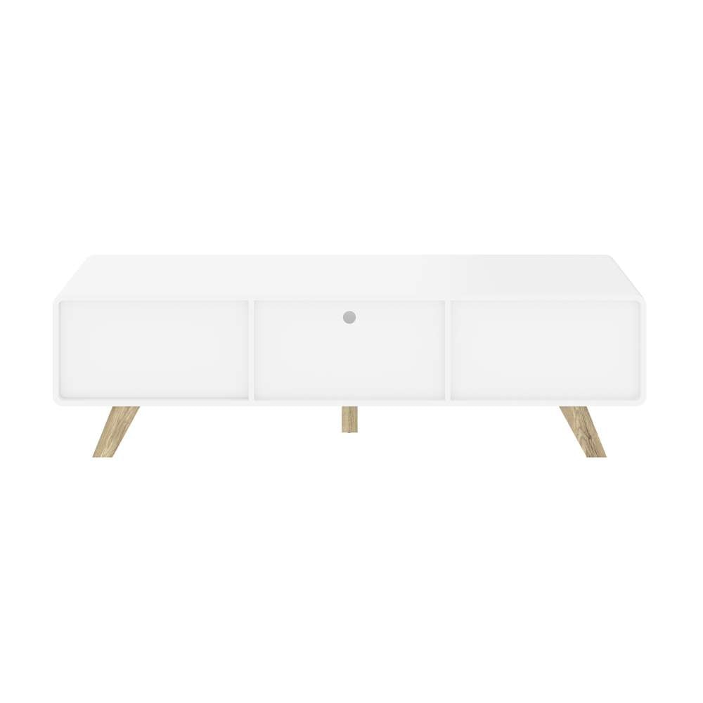 Bestar - Alhena 63W Tv Stand For 50 Inch Tv in Uv White &Amp; Sandy Brown Oak - 119200-000001 veiw 4