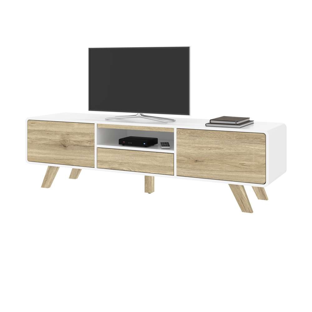 Bestar - Alhena 63W Tv Stand For 50 Inch Tv in Uv White &Amp; Sandy Brown Oak - 119200-000001 veiw 6