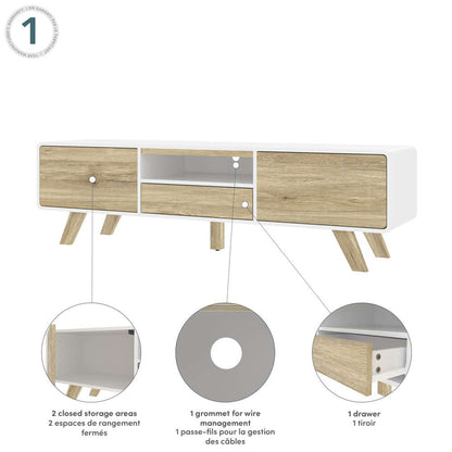 Bestar - Alhena 63W Tv Stand For 50 Inch Tv in Uv White &Amp; Sandy Brown Oak - 119200-000001 veiw 8