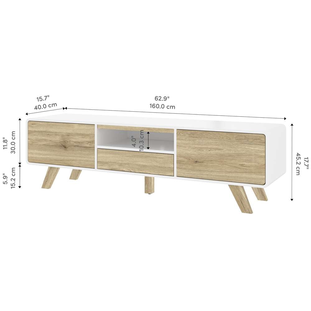 Bestar - Alhena 63W Tv Stand For 50 Inch Tv in Uv White &Amp; Sandy Brown Oak - 119200-000001 veiw 10
