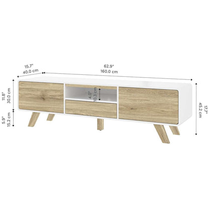 Bestar - Alhena 63W Tv Stand For 50 Inch Tv in Uv White &Amp; Sandy Brown Oak - 119200-000001 veiw 10