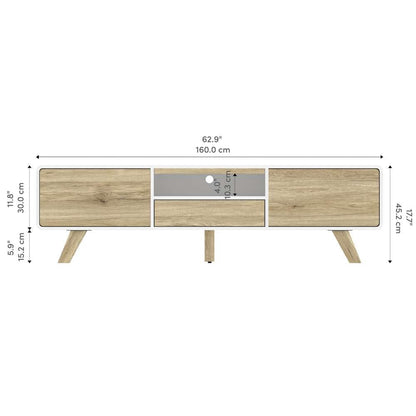Bestar - Alhena 63W Tv Stand For 50 Inch Tv in Uv White &Amp; Sandy Brown Oak - 119200-000001 veiw 11