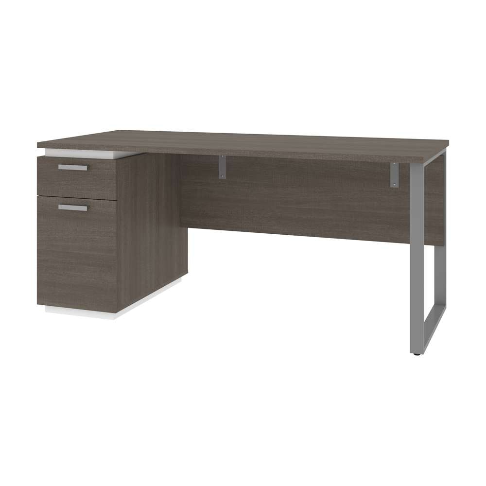 Bestar - Aquarius 66W Desk with Single Pedestal in Bark Grey & White - 114400-000047 veiw 1
