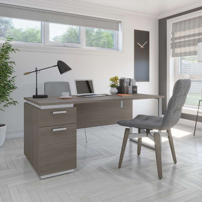 Bestar - Aquarius 66W Desk with Single Pedestal in Bark Grey & White - 114400-000047 veiw 7