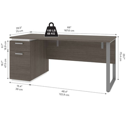 Bestar - Aquarius 66W Desk with Single Pedestal in Bark Grey & White - 114400-000047 veiw 10