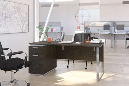Bestar - Aquarius 66W Desk with Single Pedestal in Deep Grey & White - 114400-000032 veiw 7
