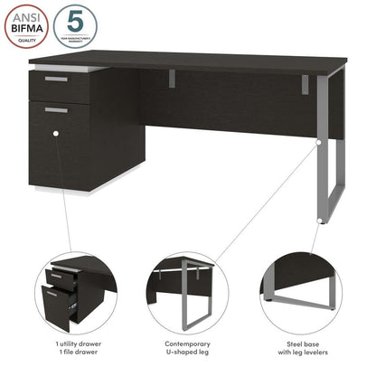 Bestar - Aquarius 66W Desk with Single Pedestal in Deep Grey & White - 114400-000032 veiw 9