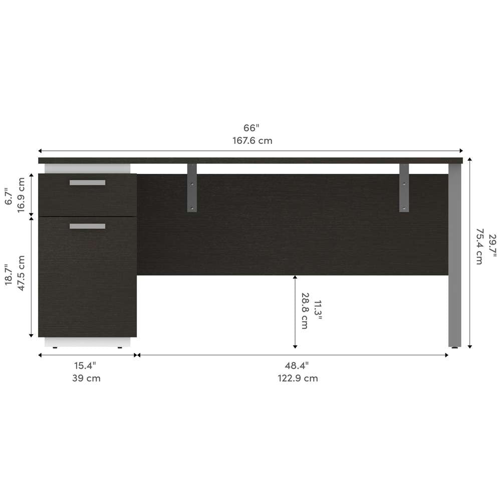 Bestar - Aquarius 66W Desk with Single Pedestal in Deep Grey & White - 114400-000032 veiw 11