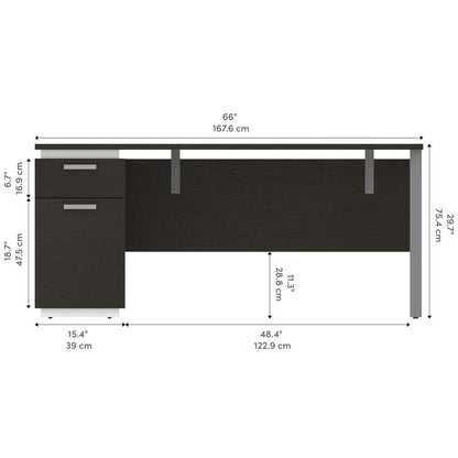 Bestar - Aquarius 66W Desk with Single Pedestal in Deep Grey & White - 114400-000032 veiw 11