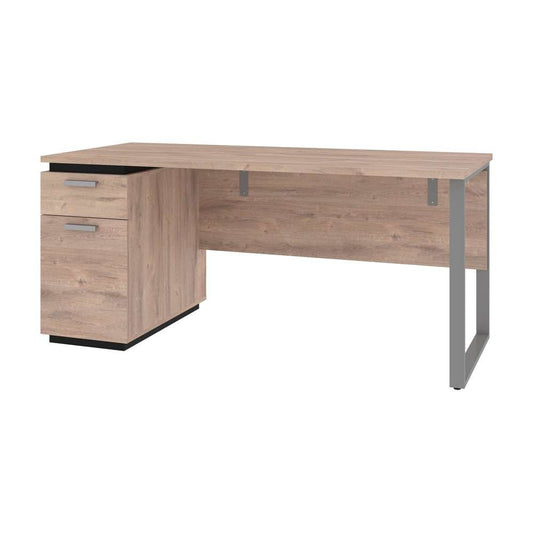 Bestar - Aquarius 66W Desk with Single Pedestal in Rustic Brown & Graphite - 114400-000009 veiw 1