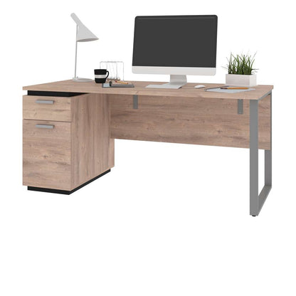 Bestar - Aquarius 66W Desk with Single Pedestal in Rustic Brown & Graphite - 114400-000009 veiw 2