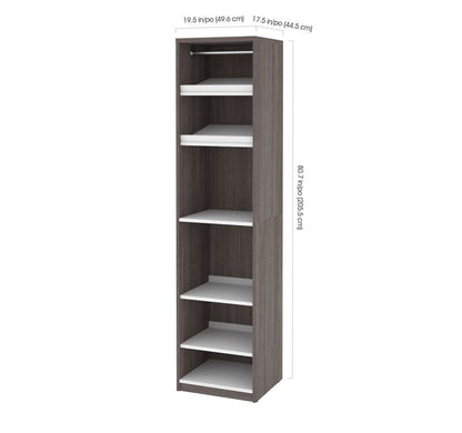 Bestar - Cielo 105W Queen Murphy Bed and 2 Narrow Shelving Units with Drawers (104W) in Bark Grey & White - 80883-47 veiw 6