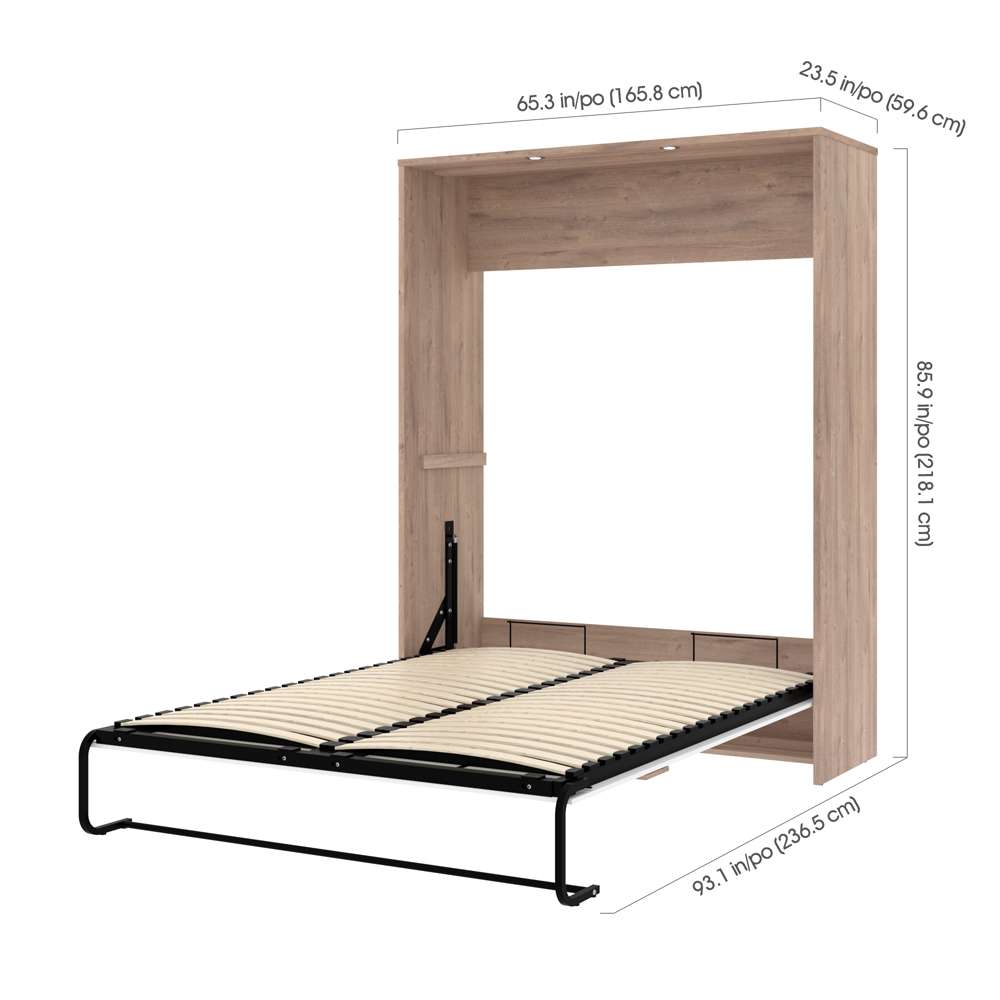 Bestar - Cielo 105W Queen Murphy Bed with Floating Shelves and Drawers (104W) in Rustic Brown & White - 80881-000009 veiw 9