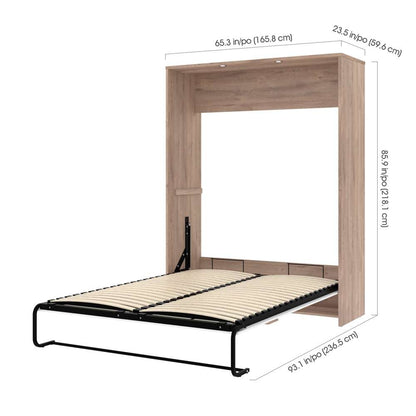 Bestar - Cielo 105W Queen Murphy Bed with Floating Shelves and Drawers (104W) in Rustic Brown & White - 80881-000009 veiw 9