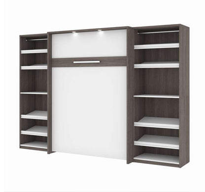 Bestar - Cielo 119W Full Murphy Bed with 2 Shelving Units (118W) in Bark Grey & White - 80894-47 veiw 1