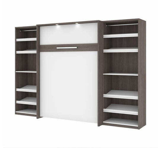 Bestar - Cielo 119W Full Murphy Bed with 2 Shelving Units (118W) in Bark Grey & White - 80894-47 veiw 1