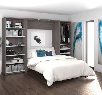 Bestar - Cielo 119W Full Murphy Bed with 2 Shelving Units (118W) in Bark Grey & White - 80894-47 veiw 2