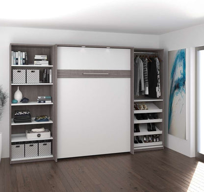 Bestar - Cielo 119W Full Murphy Bed with 2 Shelving Units (118W) in Bark Grey & White - 80894-47 veiw 3