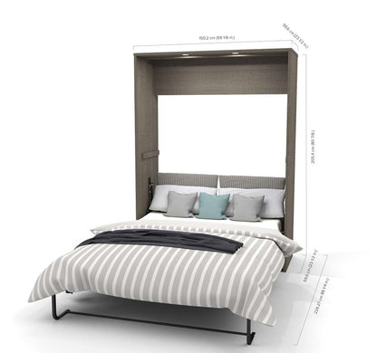 Bestar - Cielo 119W Full Murphy Bed with 2 Shelving Units (118W) in Bark Grey & White - 80894-47 veiw 8