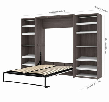 Bestar - Cielo 119W Full Murphy Bed with 2 Shelving Units (118W) in Bark Grey & White - 80894-47 veiw 9