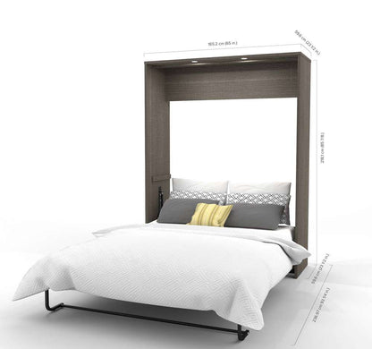 Bestar - Cielo 125W Queen Murphy Bed and 2 Shelving Units with Drawers (124W) in Bark Grey & White - 80885-47 veiw 9
